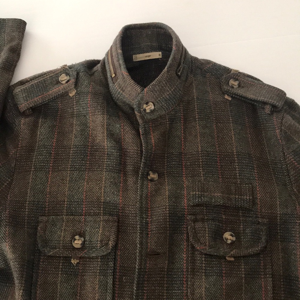 Brown Sound Plaid Military Style jacket